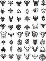 animali oranment cranio icone piatto e linea pieno icona impostato vettore
