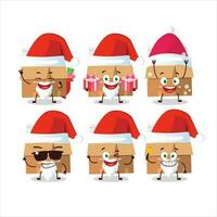 Santa Claus emoticon con ufficio scatole con carta cartone animato personaggio vettore