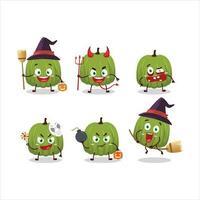 Halloween espressione emoticon con cartone animato personaggio di verde zucca vettore