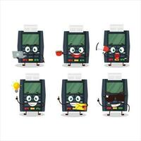terminale banca carta cartone animato personaggio con vario tipi di attività commerciale emoticon vettore