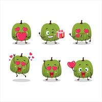 verde zucca cartone animato personaggio con amore carino emoticon vettore