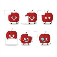 rosso Mela cartone animato personaggio portare informazione tavola vettore