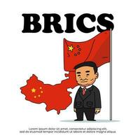 Cina è un' membro di il BRICS e nazione carta geografica vettore