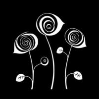 lanciato fiori - nero e bianca isolato icona - vettore illustrazione