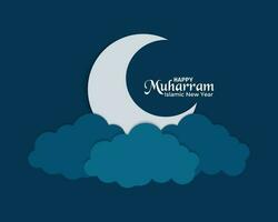 contento islamico nuovo anno con mezzaluna Luna e nube vettore