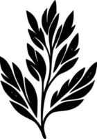 le foglie - nero e bianca isolato icona - vettore illustrazione