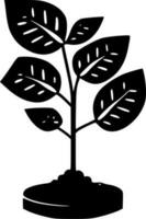 pianta - nero e bianca isolato icona - vettore illustrazione