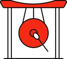 illustrazione di gong rosso e bianca icona. vettore