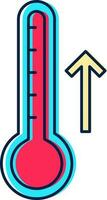 in crescita termometro mercurio scala di alto temperatura rosso e blu icona. vettore