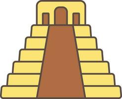 Maya piramide icona nel giallo e Marrone colore. vettore