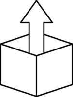 superiore freccia con cubo icona nel nero schema. vettore