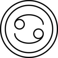 lineare stile cancro zodiaco simbolo su il giro icona. vettore