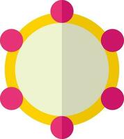 piatto stile tamburello icona nel rosa e giallo colore. vettore
