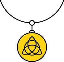 triquetra pendente o medaglione icona nel nero e giallo colore. vettore