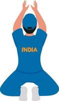 nero Visualizza indiano giocatore attraente cricket palla nel seduta posa. vettore