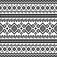tradizionale senza soluzione di continuità etnico modello. pixel modello con nativo americano tribale motivo. confine ornamento. nero e bianca colore. design per tessile, tessuto, vestiario, tenda, tappeto, ornamento, sfondo. vettore