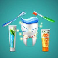 illustrazione realistica di vettore di cure odontoiatriche del dente