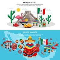 illustrazione di vettore delle bandiere di viaggio del Messico