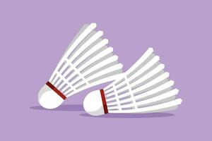 personaggio piatto disegno stilizzato badminton volano logo, etichetta, simbolo. macro di un' piuma volano. badminton Accessori icona. gli sport attrezzatura, concorrenza. cartone animato design vettore illustrazione