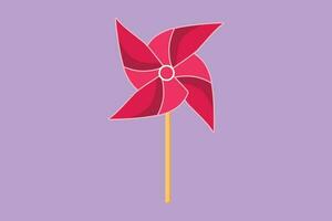 cartone animato piatto stile disegno stilizzato carta mulino a vento logo, icona. origami carta mulino a vento. giocando attrezzatura raffigurante giocattolo girandola. bambini giocattoli rotante nel il vento. grafico design vettore illustrazione
