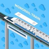 illustrazione vettoriale di composizione isometrica treno monorotaia