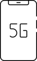 nero lineare stile 5g Telefono o mobile icona. vettore