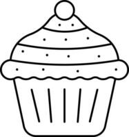 isolato Cupcake icona nel nero schema. vettore