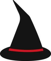 piatto stile strega cappello icona nel nero e rosso colore. vettore