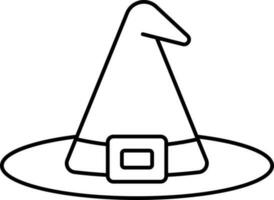nero lineare stile strega cappello icona o simbolo. vettore