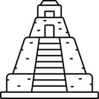 azteco piramide icona nel nero lineare arte. vettore