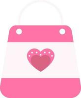 cuore simbolo su shopping Borsa icona nel rosa colore. vettore