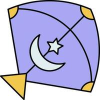 islamico simbolo aquilone blu e giallo icona. vettore