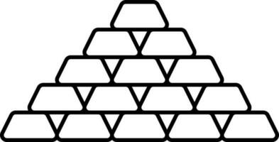 oro lingotto piramide nero schema icona. vettore
