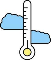 Basso termometro con nuvole blu e giallo icona. vettore