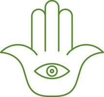 verde magro linea arte di hamsa icona o simbolo. vettore