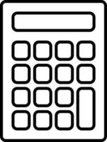 nero schema illustrazione di calcolatrice icona. vettore