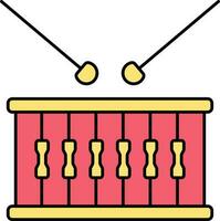 laccio tamburo con bastoni icona nel giallo e rosso colore. vettore
