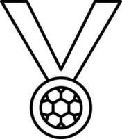 calcio medaglia con nastro magro linea arte icona. vettore