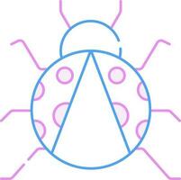 blu e rosa magro linea arte di coccinella cartone animato icona. vettore
