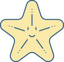 smiley stella marina cartone animato icona nel giallo colore. vettore
