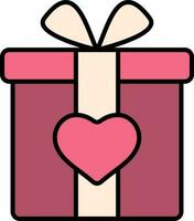 cuore con regalo scatola icona nel rosa e bianca colore. vettore