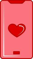 piatto illustrazione di rosso cuore nel smartphone icona. vettore