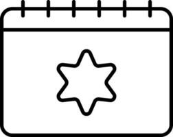 stella simbolo calendario icona nel magro linea arte. vettore