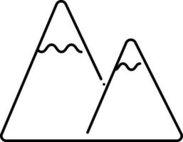 nero lineare di neve copertina montagna icona. vettore