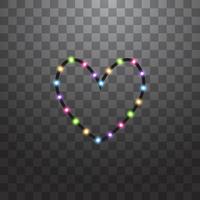 cuore delle lampade multicolori su uno sfondo trasparente vettore