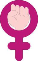 rosa illustrazione di femmina simbolo con cazzotto mano icona. vettore