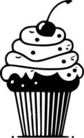 Cupcake - nero e bianca isolato icona - vettore illustrazione