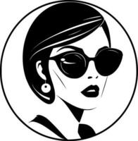 moda ragazza - minimalista e piatto logo - vettore illustrazione
