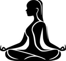 yoga - nero e bianca isolato icona - vettore illustrazione