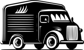 Vintage ▾ camion, nero e bianca vettore illustrazione